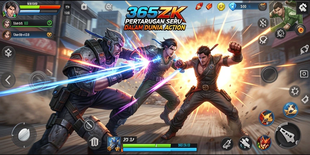 Screenshot gameplay 365ZK menunjukkan pertarungan penuh aksi yang mendebarkan.