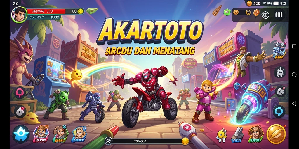 Tampilan seru dari gameplay AKARTOTO dalam mode Arcade.