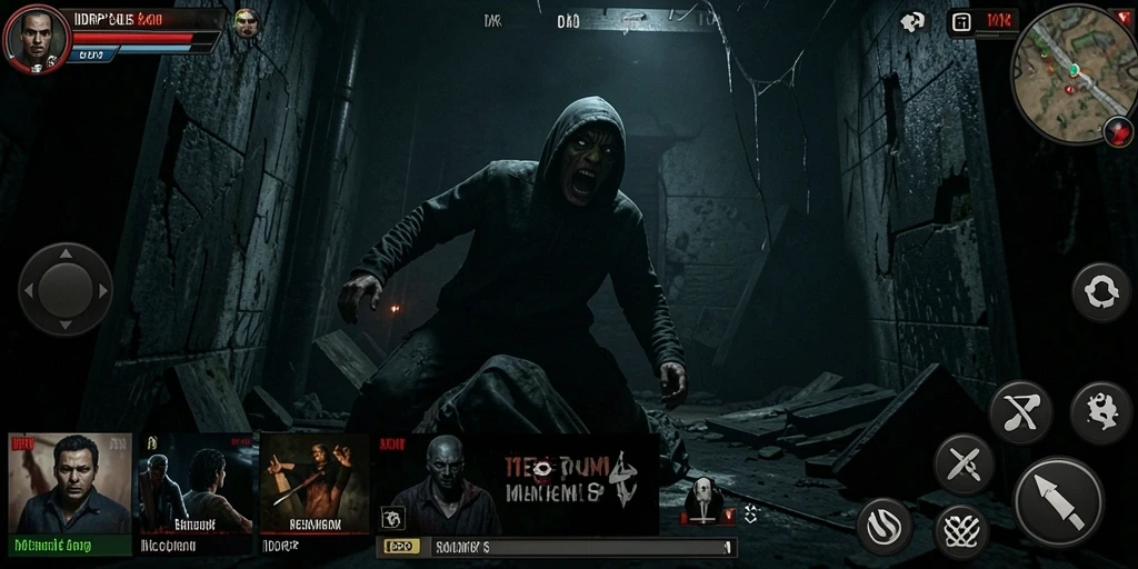 Tampilan gameplay menegangkan dari IDRRP dengan suasana horor yang mencekam.