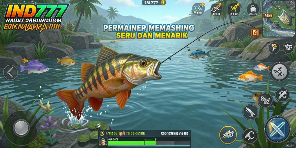 Tampilan gameplay yang menakjubkan dalam IND777 saat memancing.