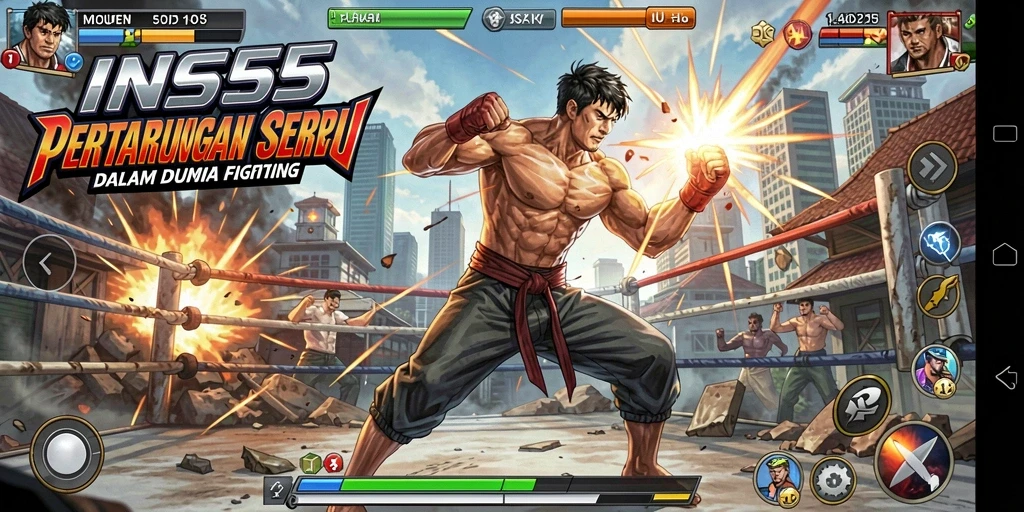 Screenshot menunjukkan adegan pertarungan epik dalam INS55 yang menegangkan.