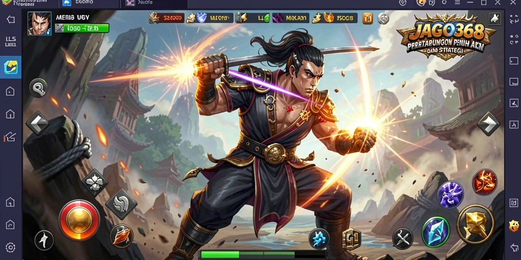 Screenshot JAGO368 menampilkan pertarungan epik antar karakter dalam aksi.