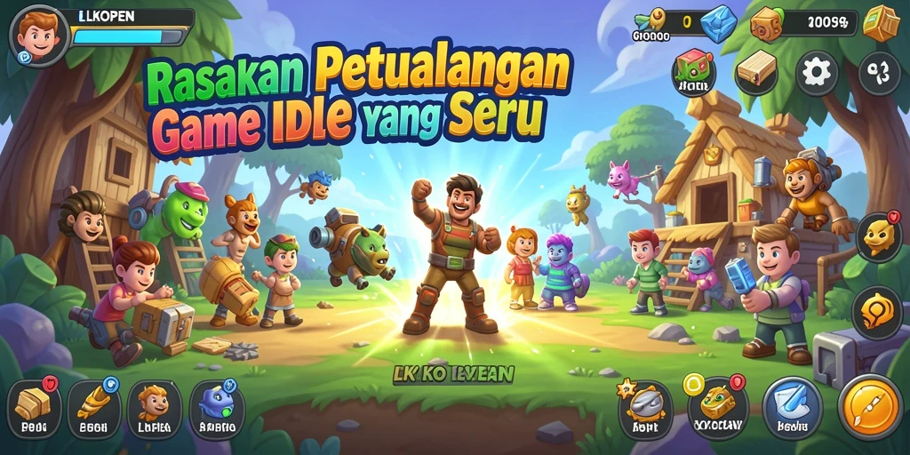 Tangkapan layar gameplay menunjukkan karakter yang mengumpulkan sumber daya dalam game Idle.