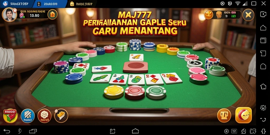 Tampilan utama gameplay seru MAJ777 dalam permainan Gaple.