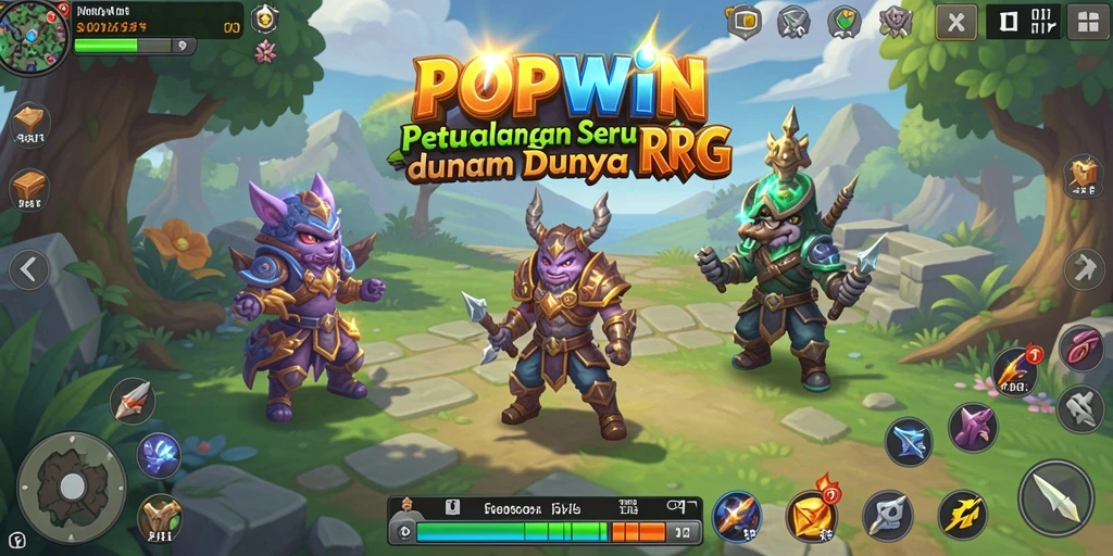 Tampilan gameplay RPG di POPWIN dengan karakter dan latar yang menakjubkan.