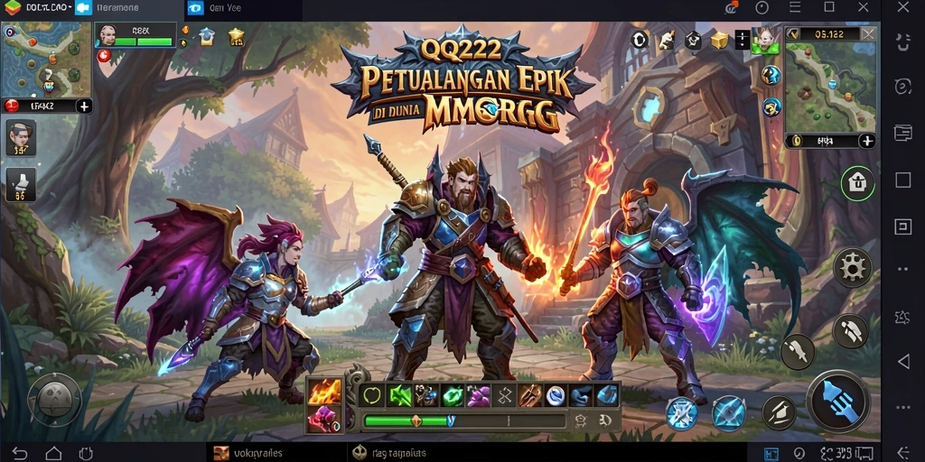 Menampilkan karakter dan pertempuran di dalam game MMORPG yang seru.