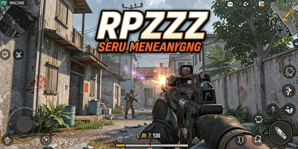 Tampilan gameplay menegangkan dalam RPZZZ dengan aksi FPS yang seru.