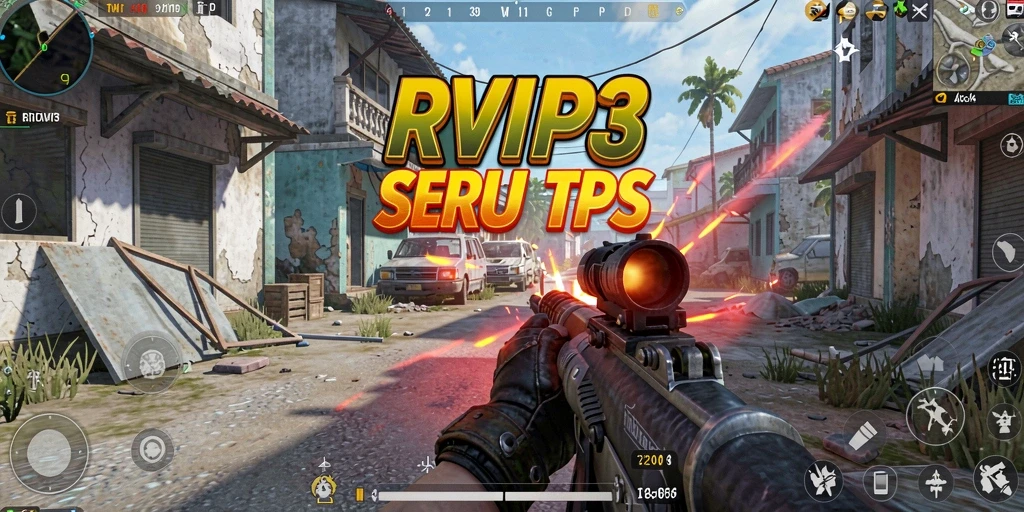 Tampilan gameplay menegangkan di <strong>RVIP3</strong> dengan aksi seru dan senjata canggih.