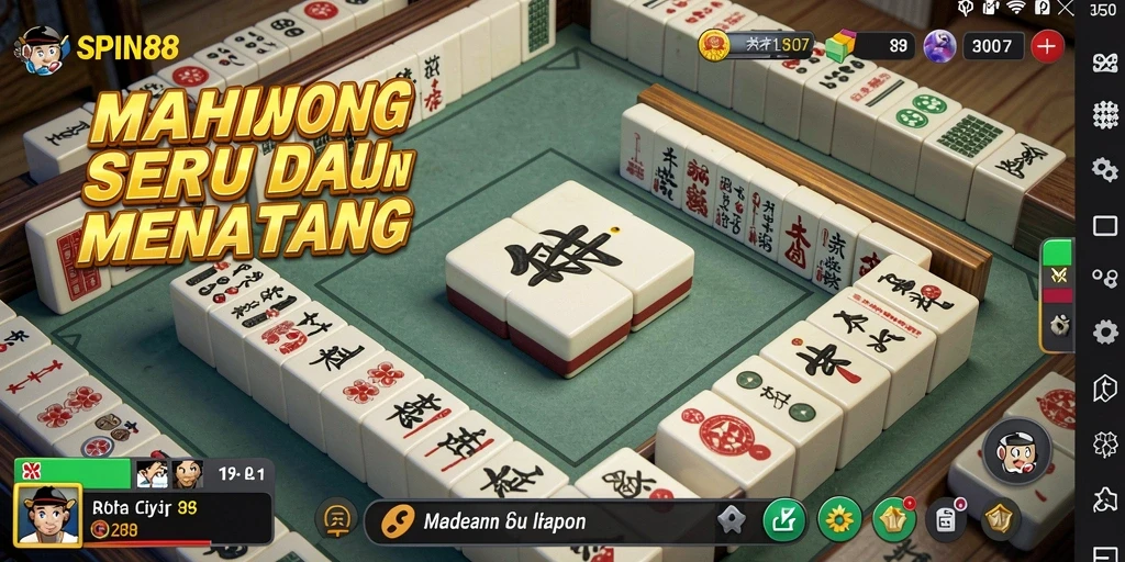Tampilan gameplay SPIN88 dengan ubin Mahjong yang berwarna-warni.