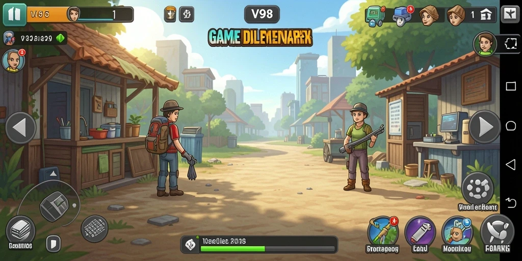 Tampilan gameplay V98 dengan elemen Idle yang menarik.