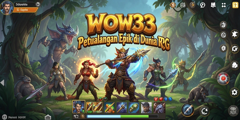 Tampilan gameplay WOW33 menunjukkan pertarungan epik dan eksplorasi dunia.